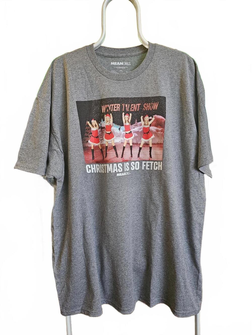 New - Mean Girls - Christmas Is So Fetch Graphic T-Shirt Gray, NWOT Size 2XL